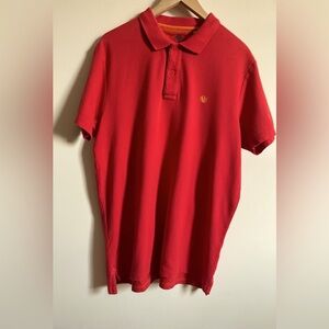 Fat Face Originals Red Pique 100% Cotton Mens collared polo shirt size Large